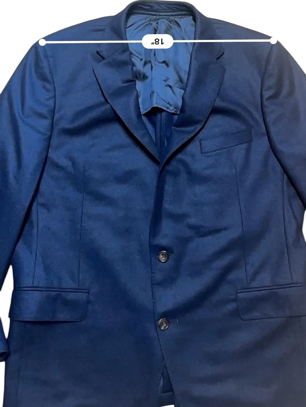 Samuelsohn Sport Coat Mens 44R Blue Super 100s Wool 2 Button Notch Lapel - Picture 12 of 12